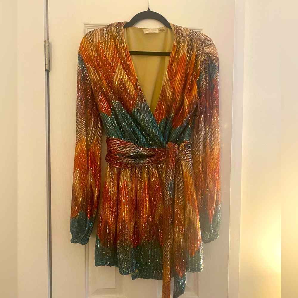 Ramy Brook Sequin Wrap Minidress Small